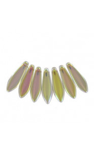 Czech Glass Daggers beads 5x16mm Crystal lemon rainbow 00030-98534